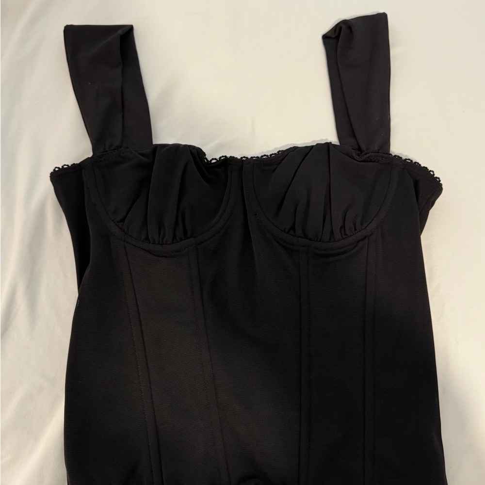 Edikted Black Structured corset top lace